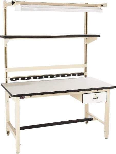 Proline - 60 Wide x 30" Deep x 36" High, Plastic Laminate Workbench - Adjustable Height Legs, Beige - Apex Tool & Supply