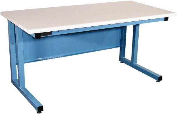 Proline - 60 Wide x 30" Deep x 30" High, Plastic Laminate Workbench - Fixed Legs With Adjustable Height Glides, Blue - Apex Tool & Supply