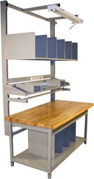 Proline - 72 Wide x 30" Deep x 36" High, Butcher Block Maple Workbench - Adjustable Height Legs, Gray - Apex Tool & Supply
