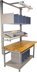 Proline - 72 Wide x 30" Deep x 36" High, Butcher Block Maple Workbench - Adjustable Height Legs, Gray - Apex Tool & Supply