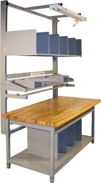Proline - 60 Wide x 30" Deep x 36" High, Butcher Block Maple Workbench - Adjustable Height Legs, Gray - Apex Tool & Supply