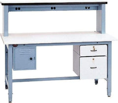 Proline - 72 Wide x 36" Deep x 30" High, Static Dissipative Workbench - Rolled Edge, Adjustable Height Legs, Light Blue - Apex Tool & Supply