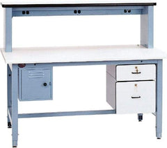 Proline - 60 Wide x 30" Deep x 30" High, Static Dissipative Workbench - Rolled Edge, Adjustable Height Legs, Light Blue - Apex Tool & Supply