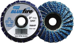 Norton - 60 Grit, 2" Disc Diam, Type 27 Zirconia Alumina Flap Disc - 30,000 Max RPM, Fiberglass Backing, Quick Change Type S Attaching System, Coated - Apex Tool & Supply