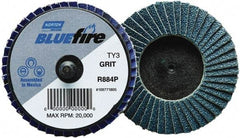 Norton - 60 Grit, 2" Disc Diam, Type 27 Zirconia Alumina Flap Disc - 30,000 Max RPM, Fiberglass Backing, Quick Change Type R Attaching System, Coated - Apex Tool & Supply