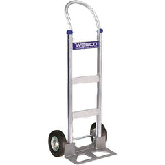 Wesco Industrial Products - 600 Lb Capacity 49" OAH Hand Truck - 18 x 7-1/2" Base Plate, Swept Back, Continuous Handle, Aluminum, Semi-Pneumatic Wheels - Apex Tool & Supply