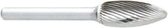 OSG - 5/8" Cut Diam, 1/4" Shank Diam, Flame Head Fluted Cut Burr - Carbide, Radius End, 1-7/16" LOC, 2" OAL - Apex Tool & Supply