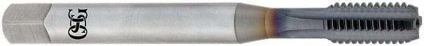 OSG - 7/16-20 UNF 4 Flute TiCN Finish Powdered Metal Straight Flute Machine Tap - Bottoming, Right Hand Thread, 3-5/32" OAL, 1-7/16" Thread Length, H3 Limit, Oversize, Through Coolant - Apex Tool & Supply
