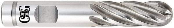 OSG - 1-1/4" Diam, 2" LOC, 6 Flute Powdered Metal Ball End Mill - Uncoated, Single End, 4-1/2" OAL, 1-1/4" Shank Diam, Spiral Flute - Apex Tool & Supply