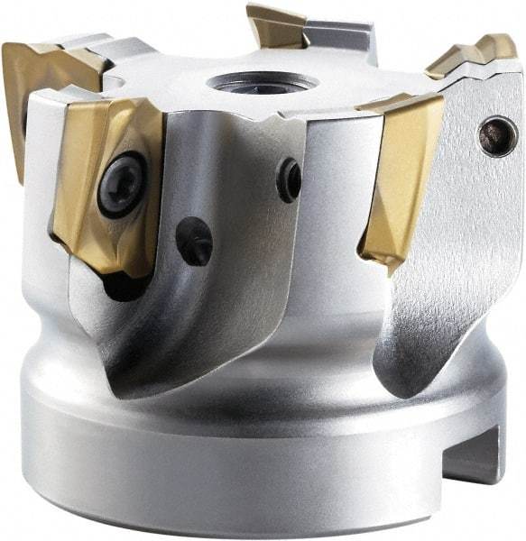 OSG - 6 Inserts, 2-1/2" Cut Diam, 3/4" Arbor Diam, Indexable Square-Shoulder Face Mill - 0/90° Lead Angle, 40mm High, ZDKT15... Insert Compatibility, Through Coolant, Series PHOENIX-PSE - Apex Tool & Supply