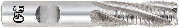 OSG - 2" Diam, 2" LOC, 8 Flute Cobalt Roughing & Finishing Square End Mill - Uncoated, 4-1/2" OAL, 1-1/4" Shank Diam, Weldon Shank, 30° Helix, Centercutting, Regular Length - Apex Tool & Supply