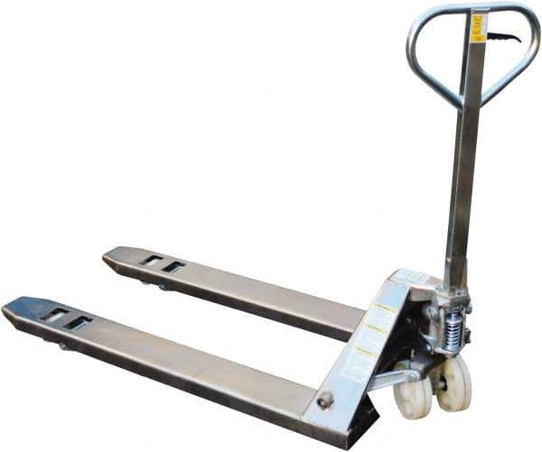 Vestil - 5,500 Lb Capacity, 7-3/4" Lift Zinc Plating Pallet Truck - 2-7/8" Min Lift Height, 48" Fork Length x 27" Fork Width, 27" Overall Width - Apex Tool & Supply
