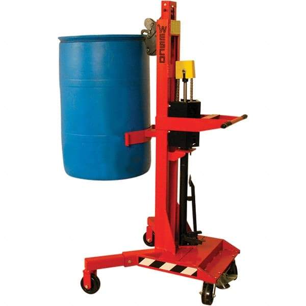 Wesco Industrial Products - 1,100 Lb Load Capacity, 30, 55 & 85 Gal Drum Grab - 41" Wide x 66" High, 4 Steel Wheels - Apex Tool & Supply