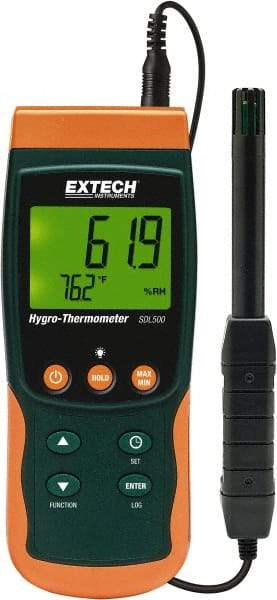 Extech - 32 to 122°F, 5 to 95% Humidity Range, Thermo-Hygrometer - 3% Relative Humidity Accuracy - Apex Tool & Supply