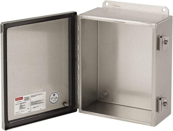 nVent Hoffman - Stainless Steel Junction Box Enclosure Hinge Flat Cover - NEMA 4, 12, 13, 4X, 6" Wide x 8" High x 4" Deep - Apex Tool & Supply