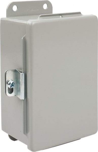 nVent Hoffman - Steel Junction Box Enclosure Hinge Flat Cover - NEMA 12, 13, 4" Wide x 6" High x 3" Deep - Apex Tool & Supply