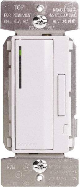 Cooper Wiring Devices - 1 Pole, 120 VAC, 60 Hz, 600 Watt, Residential Grade, Push On and Off, Wall and Dimmer Light Switch - 1.8 Inch Wide, Fluorescent, Halogen, Incandescent - Apex Tool & Supply