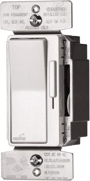 Cooper Wiring Devices - 1 Pole, 120 VAC, 60 Hz, Residential Grade, Rocker, Wall and Dimmer Light Switch - 1.8 Inch Wide x 4.2 Inch High, Halogen, Incandescent - Apex Tool & Supply