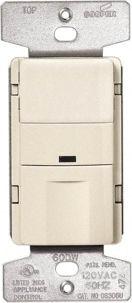 Cooper Wiring Devices - 450 Square Ft. Coverage, Infrared Occupancy Sensor Wall Switch - 600 at 120 V Incandescent, 600 at 120 V Fluorescent, 120 VAC, Light Almond - Apex Tool & Supply
