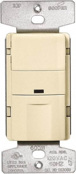 Cooper Wiring Devices - 450 Square Ft. Coverage, Infrared Occupancy Sensor Wall Switch - 600 at 120 V Incandescent, 600 at 120 V Fluorescent, 120 VAC, Almond - Apex Tool & Supply