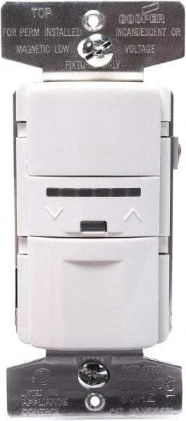 Cooper Wiring Devices - 1,000 Square Ft. Coverage, Infrared Vacancy Sensor Wall Switch - 600 at 120 V Incandescent, 600 at 120 V Fluorescent, 120 VAC, White - Apex Tool & Supply