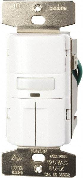 Cooper Wiring Devices - 1,000 Square Ft. Coverage, Infrared Vacancy Sensor Dual Switch - 1,000 at 120 V Incandescent, 1,000 at 120 V Fluorescent, 120 VAC, White - Apex Tool & Supply