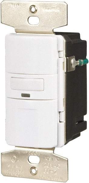 Cooper Wiring Devices - 1,000 Square Ft. Coverage, Infrared Vacancy Sensor Wall Switch - 1,000 at 120 V Incandescent, 1,000 at 120 V Fluorescent, 120 VAC, White - Apex Tool & Supply