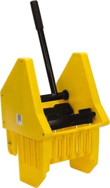 PRO-SOURCE - 32 Qt Plastic Wringer - 11-1/2" Long x 17" High x 12-1/2" Wide, Yellow, Steel Handle - Apex Tool & Supply