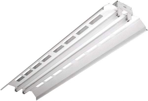 Cooper Lighting - 2 Lamps, 32 Watts, Fluorescent, Low Bay Fixture - 48" Long x 4-5/8" High x 12" Wide, 120-277 Volt, Steel Housing, 8% Uplight - Apex Tool & Supply