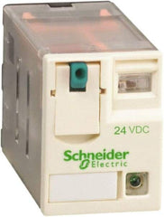 Square D - 8 Pins, Ice Cube Electromechanical Plug-in General Purpose Relay - 12 Amp at 277 V, DPDT, 24 VDC, 21mm Wide x 40mm High x 27mm Deep - Apex Tool & Supply