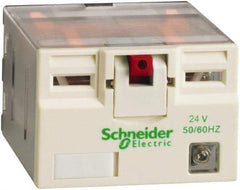 Square D - 14 Pins, 2.5 VA Power Rating, Ice Cube Electromechanical Plug-in General Purpose Relay - 15 Amp at 250 VAC, 4PDT, 24 VAC, 41mm Wide x 39mm High x 27mm Deep - Apex Tool & Supply