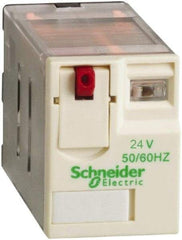 Square D - 5 Pins, 1.1 VA Power Rating, Ice Cube Electromechanical Plug-in General Purpose Relay - 15 Amp at 250 VAC, DPDT, 24 VAC, 21mm Wide x 39mm High x 27mm Deep - Apex Tool & Supply