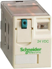 Square D - 8 Pins, Ice Cube Electromechanical Plug-in General Purpose Relay - 15 Amp at 277 V, DPDT, 24 VDC, 21mm Wide x 39mm High x 27mm Deep - Apex Tool & Supply