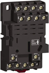 Square D - 14 Pins, 250 Volt, 16 Amp, 4PDT, Ice Cube Relay Socket - DIN Rail Mount, Screw Panel Mount, Screw Clamp Terminal - Apex Tool & Supply