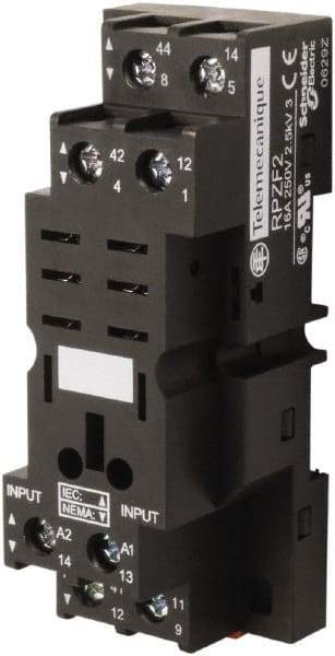 Square D - 8 Pins, 250 Volt, 16 Amp, DPDT, Ice Cube Relay Socket - DIN Rail Mount, Screw Panel Mount, Screw Clamp Terminal - Apex Tool & Supply