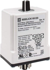 Square D - 8 Pin, 10 min Delay, DPDT Time Delay Relay - 10 Contact Amp, 110 VDC & 120 VAC - Apex Tool & Supply