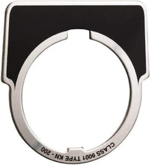 Square D - Metal Legend Plate - Jog - Black Background, White Letters, 30mm Hole Diameter - Apex Tool & Supply