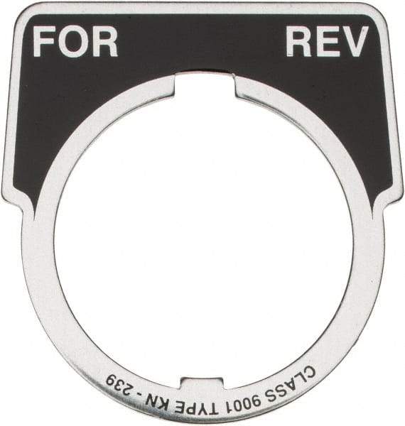 Square D - Metal Legend Plate - For-Rev - Black Background, White Letters, 30mm Hole Diameter - Apex Tool & Supply