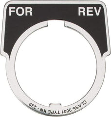 Square D - Metal Legend Plate - For-Rev - Black Background, White Letters, 30mm Hole Diameter - Apex Tool & Supply