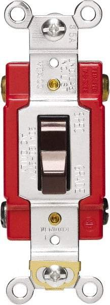 Cooper Wiring Devices - 4 Pole, 120 to 277 VAC, 20 Amp, Industrial Grade, Toggle, Wall and Dimmer Light Switch - 1.3 Inch Wide x 4.19 Inch High, Fluorescent - Apex Tool & Supply