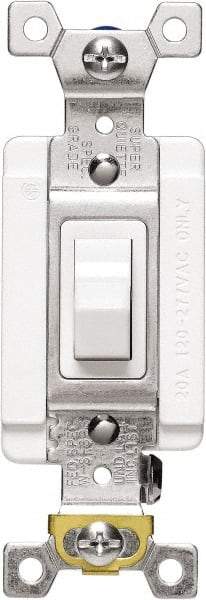 Cooper Wiring Devices - 3 Pole, 120 to 277 VAC, 20 Amp, Industrial Grade, Toggle, Wall and Dimmer Light Switch - 1.3 Inch Wide x 4.19 Inch High, Fluorescent - Apex Tool & Supply