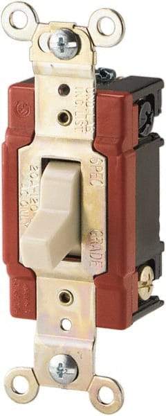 Cooper Wiring Devices - 3 Pole, 120 to 277 VAC, 20 Amp, Industrial Grade, Toggle, Wall and Dimmer Light Switch - 1.3 Inch Wide x 4.19 Inch High, Fluorescent - Apex Tool & Supply