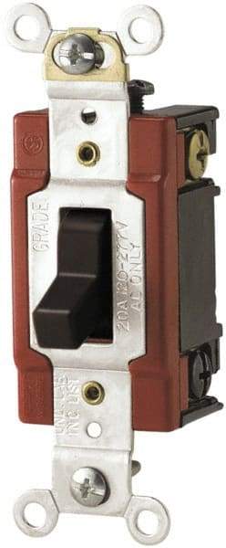 Cooper Wiring Devices - 3 Pole, 120 to 277 VAC, 20 Amp, Industrial Grade, Toggle, Wall and Dimmer Light Switch - 1.3 Inch Wide x 4.19 Inch High, Fluorescent - Apex Tool & Supply