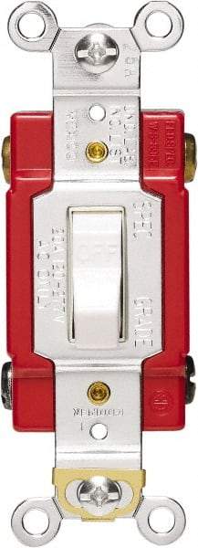 Cooper Wiring Devices - 2 Pole, 120 to 277 VAC, 20 Amp, Industrial Grade, Toggle, Wall and Dimmer Light Switch - 1.3 Inch Wide x 4.19 Inch High, Fluorescent - Apex Tool & Supply