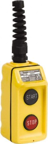 Schneider Electric - 2 Operator, Pushbutton Pendant Control Station - Start-Stop (Legend), Momentary Switch, NO/NC Contact, NEMA 4 - Apex Tool & Supply