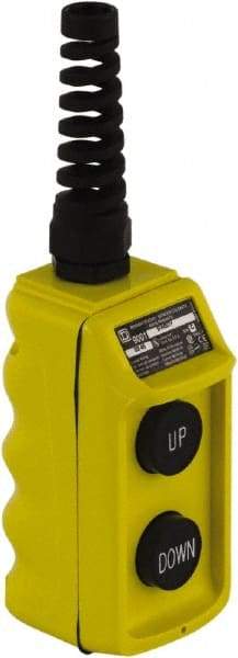 Schneider Electric - 2 Operator, Pushbutton Pendant Control Station - Up-Down (Legend), Momentary Switch, 2NO Contact, NEMA 4 - Apex Tool & Supply