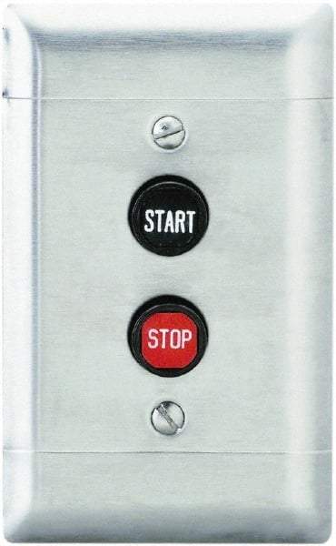Schneider Electric - 2 Operator, Flush Pushbutton Control Station - Start-Stop (Legend), Momentary Switch, NO/NC Contact, NEMA 1 - Apex Tool & Supply