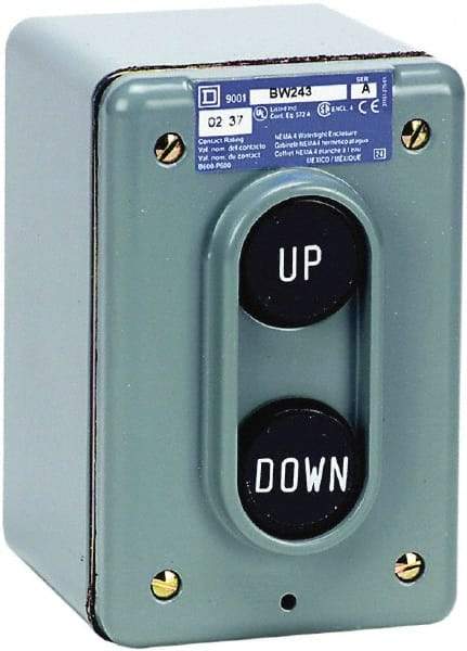 Schneider Electric - 2 Operator, Pushbutton Pendant Control Station - Up-Down (Legend), Maintained Switch, 2NO Contact, NEMA 4 - Apex Tool & Supply