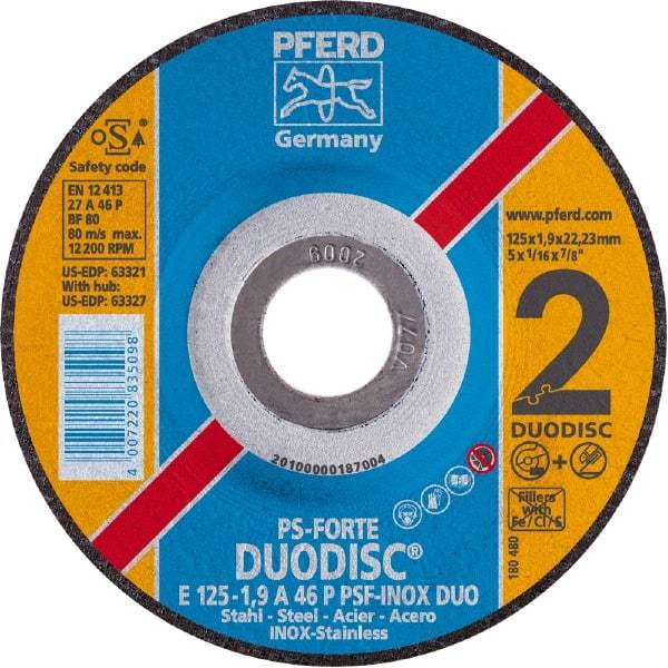 PFERD - 46 Grit, 4-1/2" Wheel Diam, Type 27 Depressed Center Wheel - Aluminum Oxide - Apex Tool & Supply