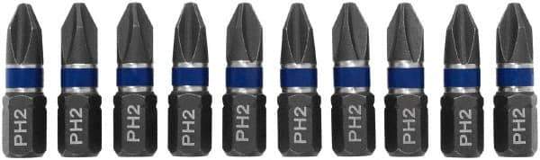 Irwin - #2, Insert Phillips Screwdriver Bit - 1/4" Drive, 1" OAL - Apex Tool & Supply